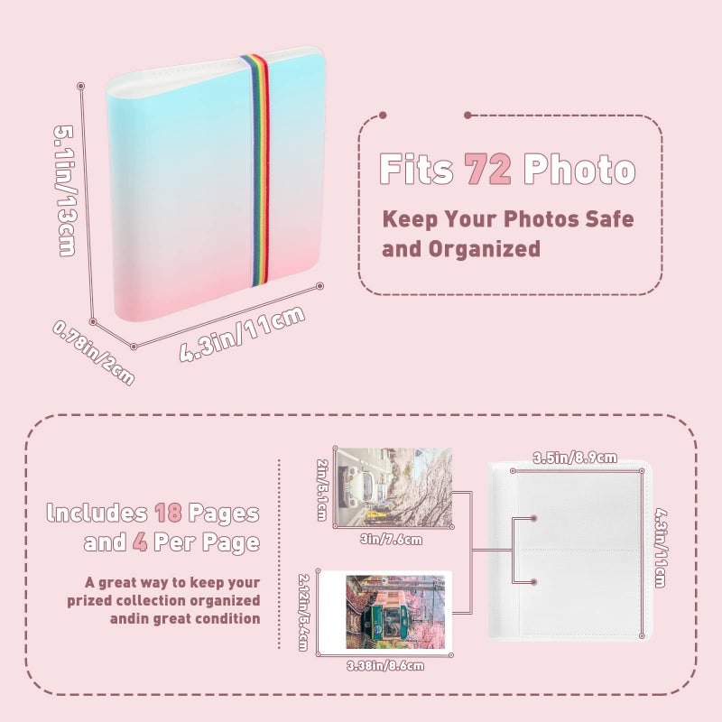 Yinke Album for Kodak PRINTOMATIC/Mini 2 HD/Smile Instant Photo Printer with Case for Kodak Cameras  Carrying Travel Protective Storage Bag(Gradient Colour Combinations) - Image 5
